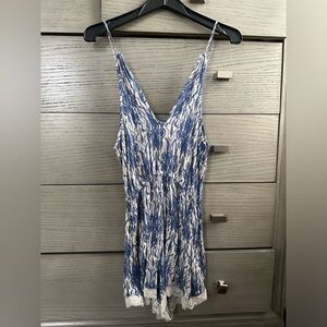 Abercrombie & Fitch Blue and White Tie Romper